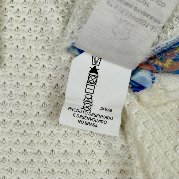 Farm Rio Boho Chic Yellow Mixed Print Mandala Butterfly Knit Pullover Top Medium - Picture 9 of 10